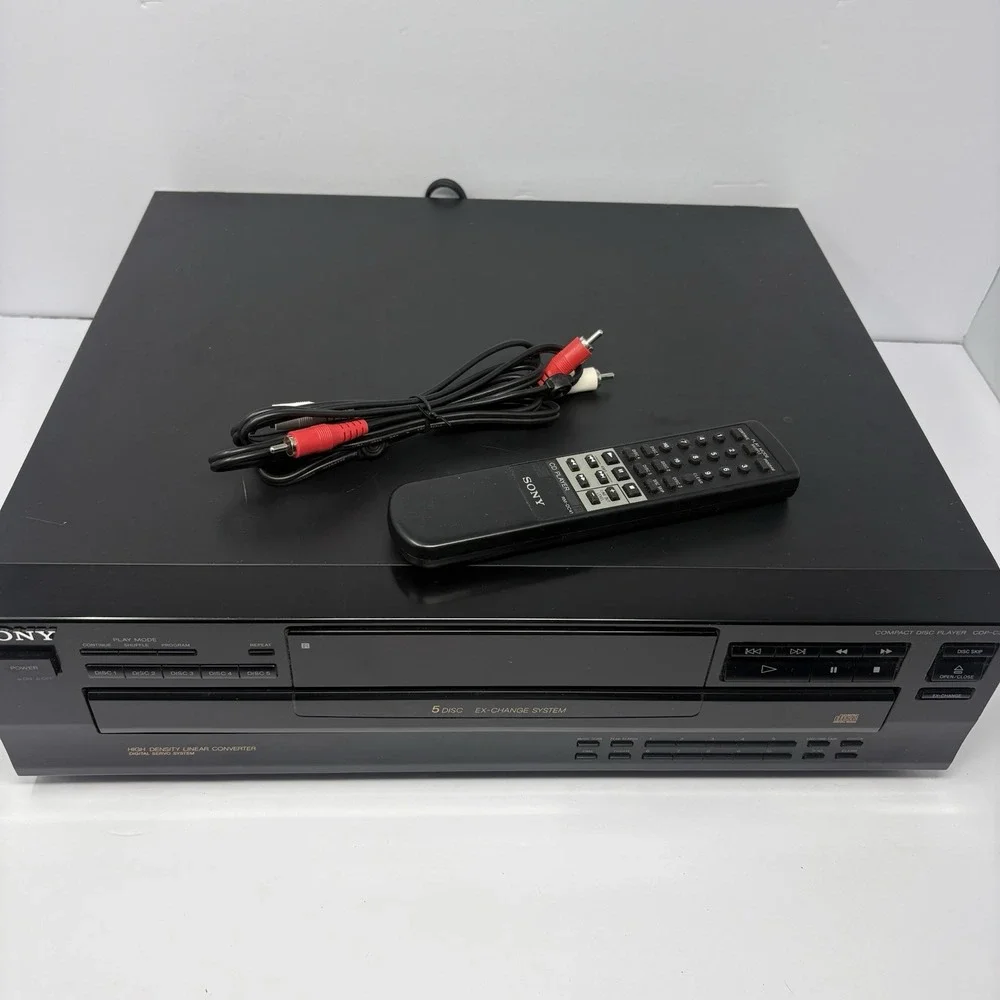 Sony CDP-C345 5 Disc CD Changer Player w/ Remote & RCA Cable Tested